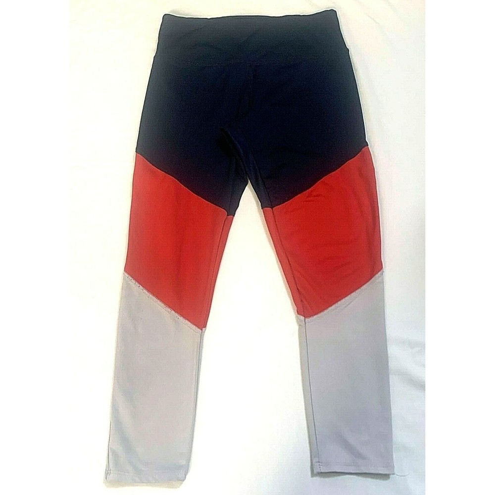 Evolution and Creation EVCR High Waist Active Yoga Leggings Blue Red Gray Size S